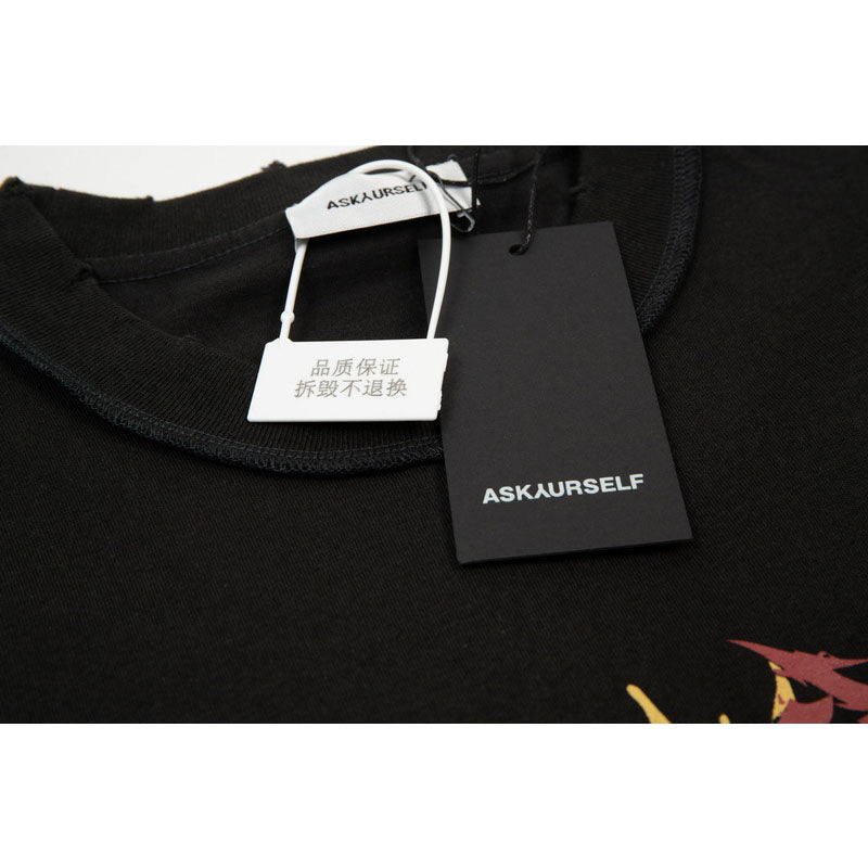 Askyurself T-shirts Sun Skull Cross Print Distressed VTG