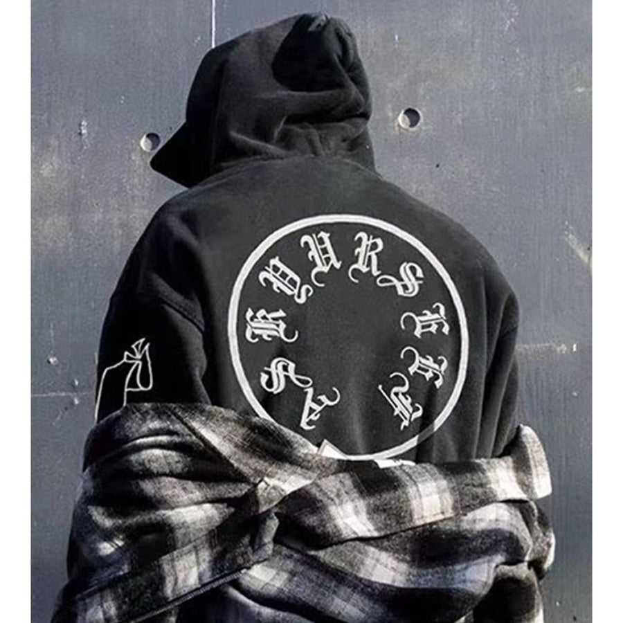 Askyurself Hoodie Loose Hooded Printed Washed Sweater