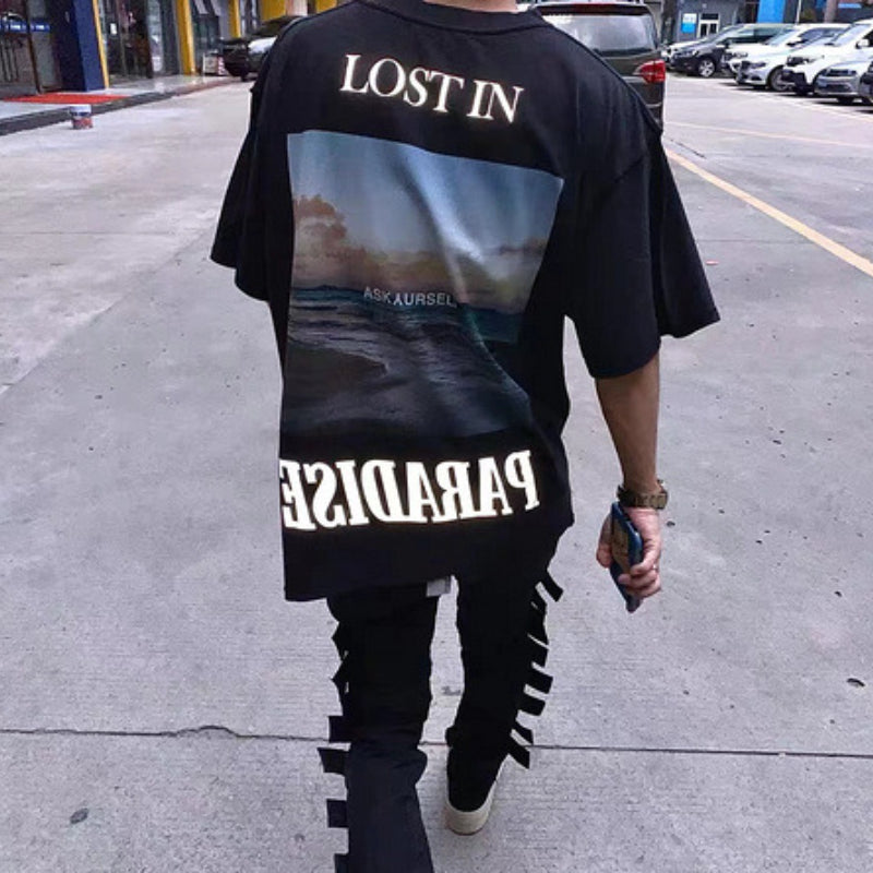 Askyurself T-shirts Loose Short Sleeve Reflective T-shirt