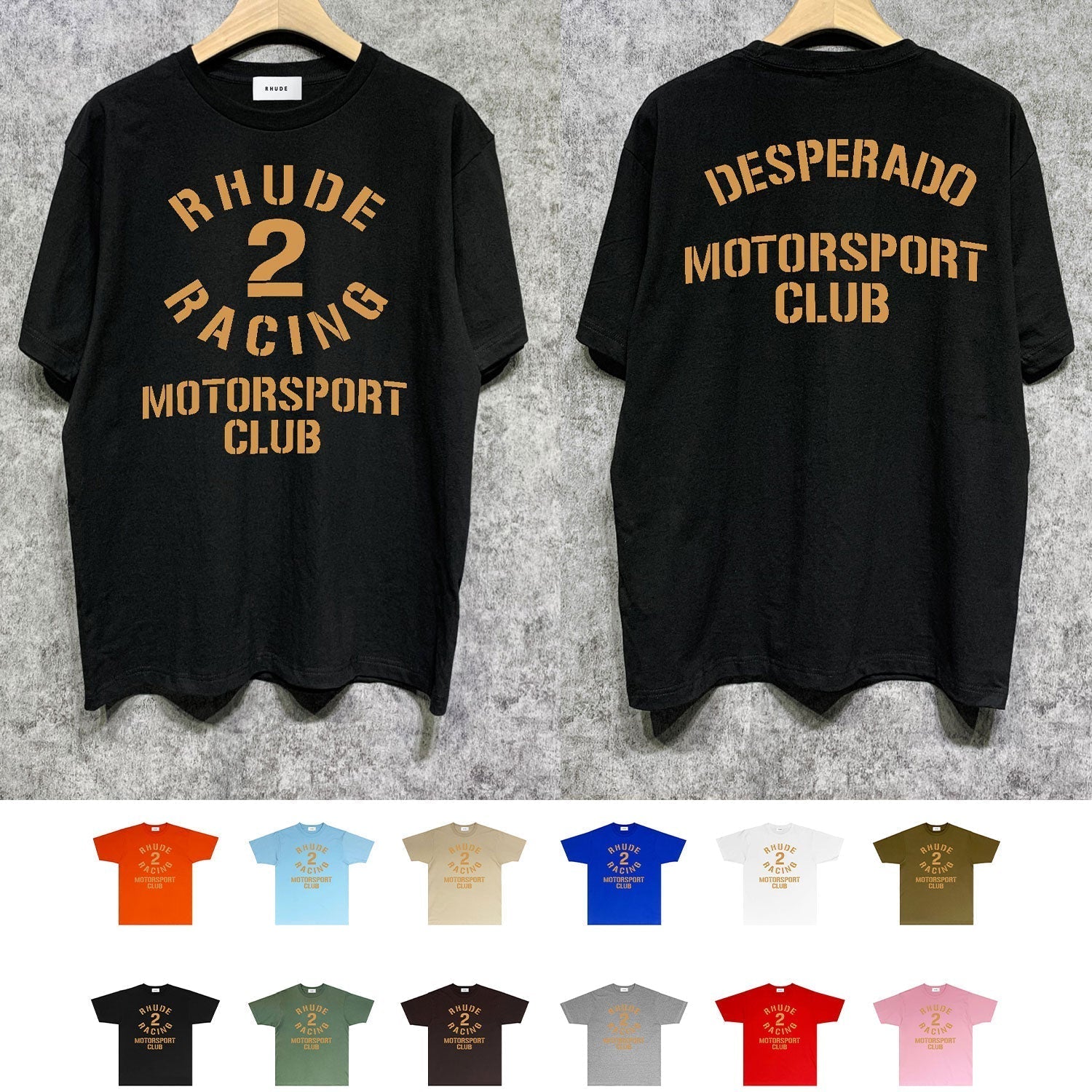 Rhude T-shirts Printed Trendy Pure Cotton