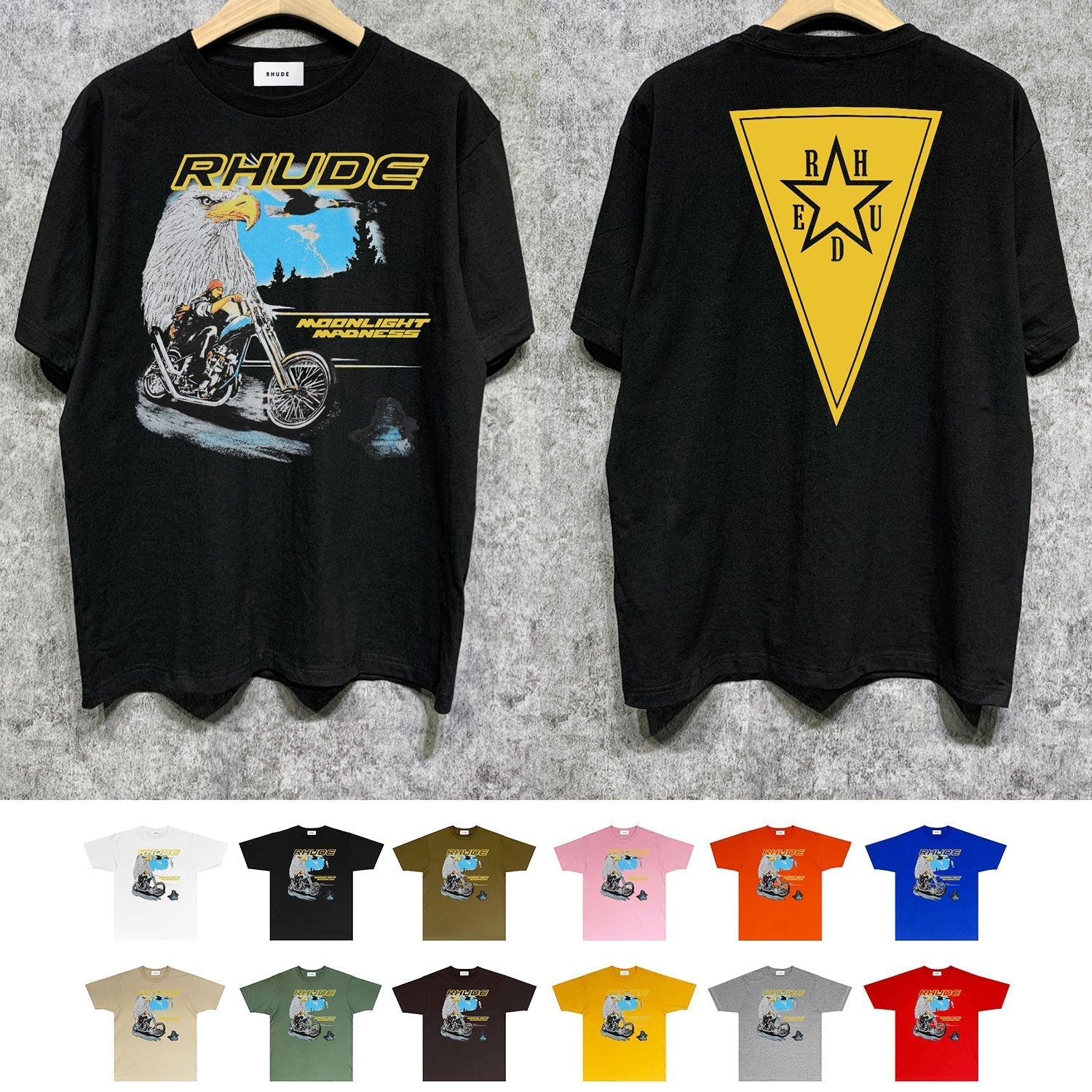 Rhude T-shirts Printed Trendy Pure Cotton