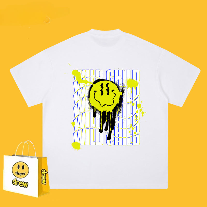 Drew T-shirts Smiley Face Alphabet Graffiti Print
