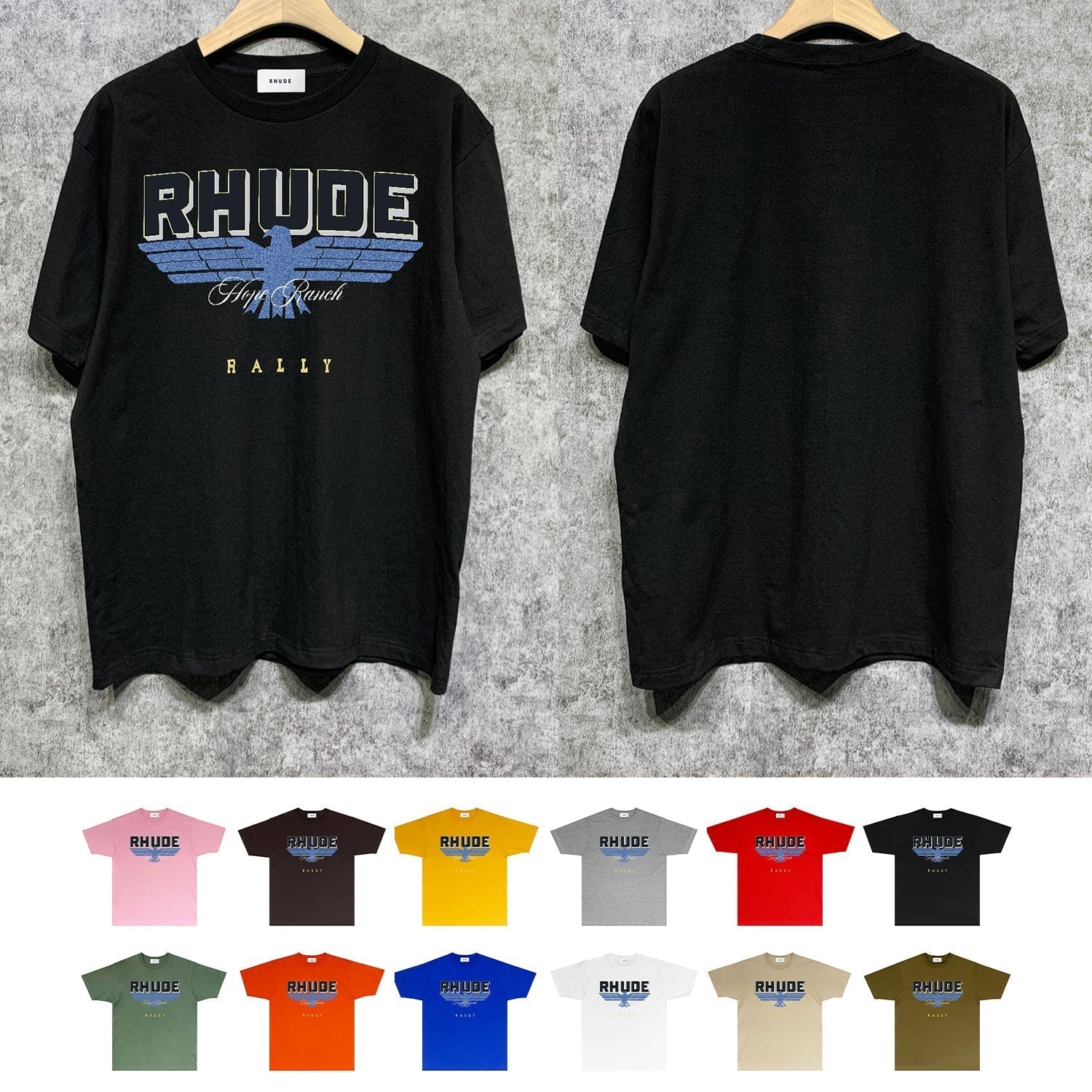 Rhude T-shirts Printed Trendy Pure Cotton